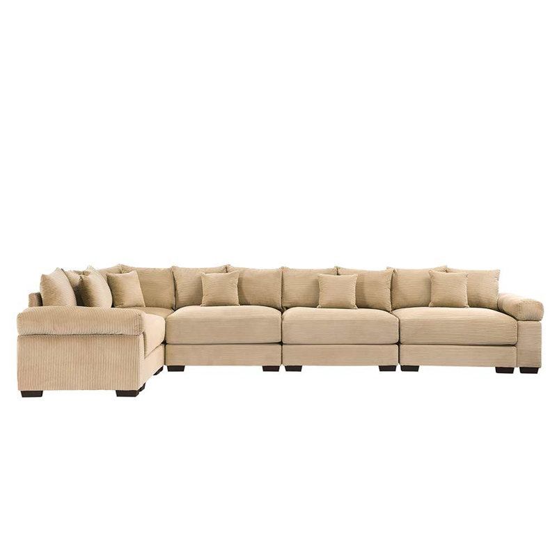 Canapé modulaire, Velours côtelé chameau