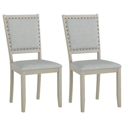 2 PCS Farmhouse Dining Chair Fabric Upholstered Kitchen Chairs for Dining Room by Ophelia & Co.