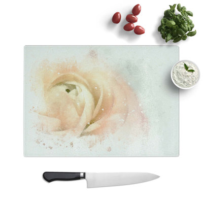 Tempered Glass Ranunculus Flower Chopping Board
