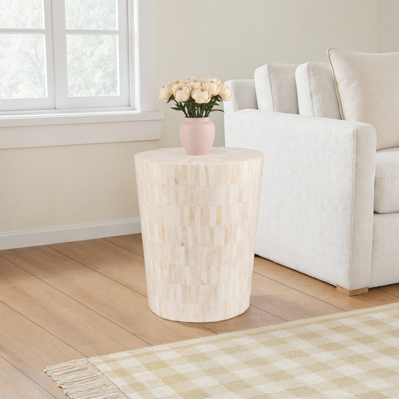 Reuben Bone Inlay Geometric End Table