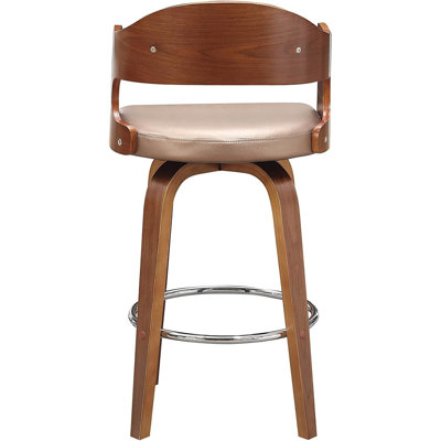 Revêtement pivotant de 27 pouces de style Mid-Century, bois et similicuir, rose, siège à 360 degrés, pour comptoirs modernes en rose, cuir, rotatif, cuisines renforcées