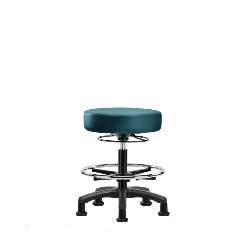 Tabouret de laboratoire en vinyle, Patins fixes, Bleu marine