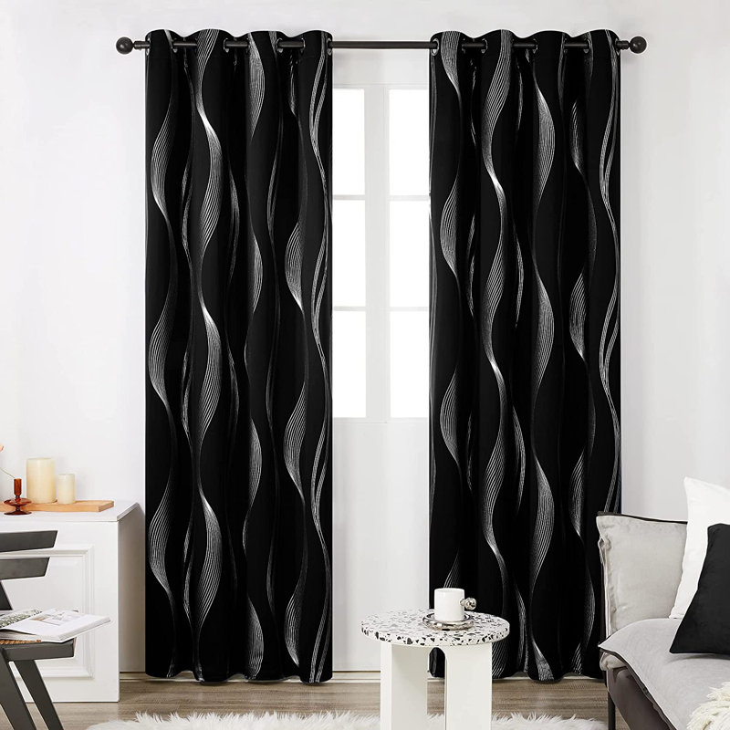 Paire de rideaux occultant et isolants avec œillets Spurgh, L 52 po x L 72 po, Noir