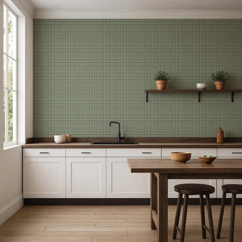 Houndstooth Glen, Sage, Premium Paper