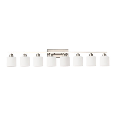 52Inch 8- Nickel Modern Bathroom Lighting, Featuring Milky White Glass Shade For Soft Suitable Mirror Cabinets And Porch Decor, Robust Metal Build, Heat- E26 Socket, Adjustable Brightness Vanity ,