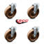 6 Inch High Temp Phenolic Wheel Swivel Bolt Hole Caster Set Service Caster Brand