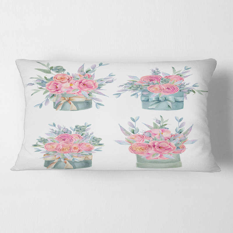 Coussin Rectangle, Collection Of Pink Roses - Farmhouse