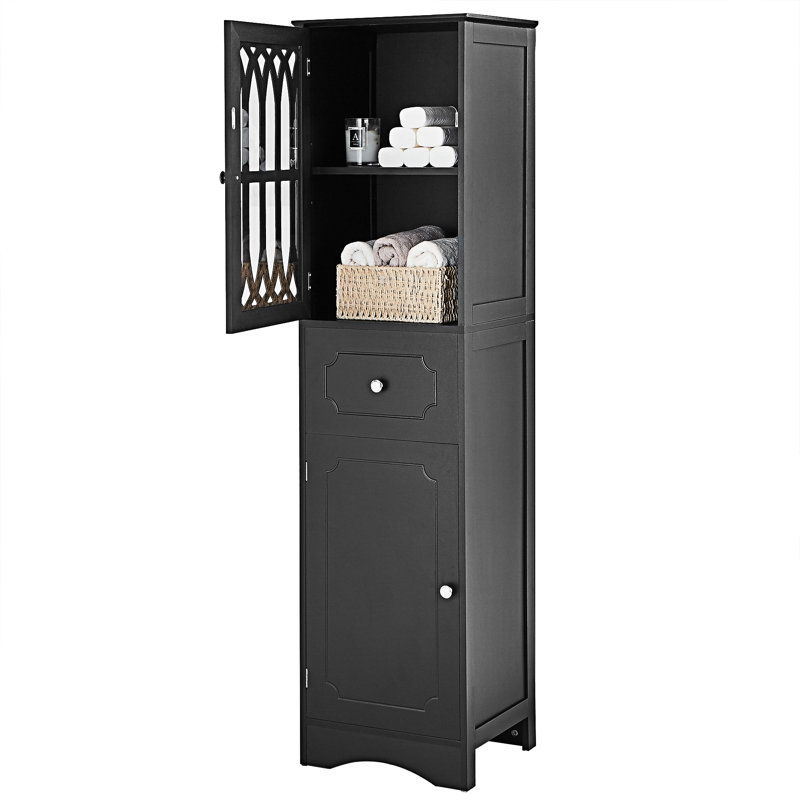 Freestanding Bathroom Cabinet With Adjustable Shelf, Black