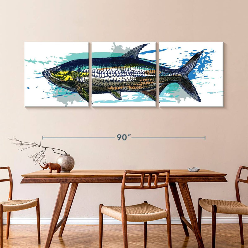 " Tarpon Fish " 3 - Pieces, 36" H x 110" W