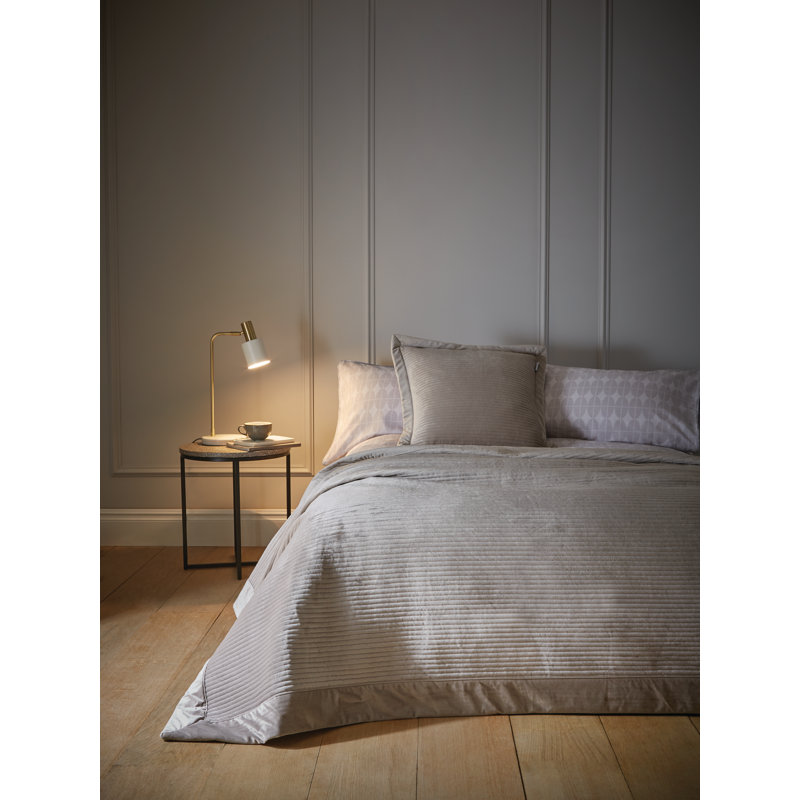 Linear Velvet Bedspread, Stone