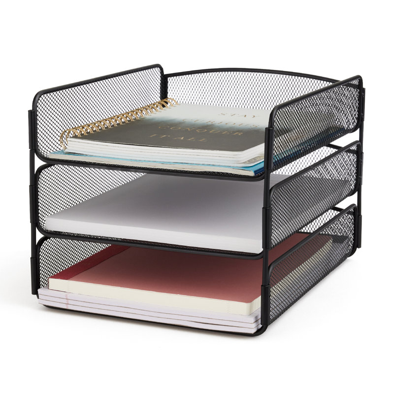 Rangement de bureau à trois plateaux Onyx, Noir