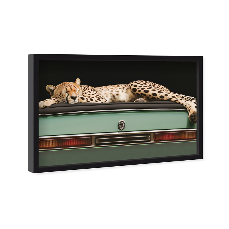 Oliver Gal Sleepy Cadi Cheetah Animals - Luxury Shadowbox Framed Wall Art, 32" H x 47" W
