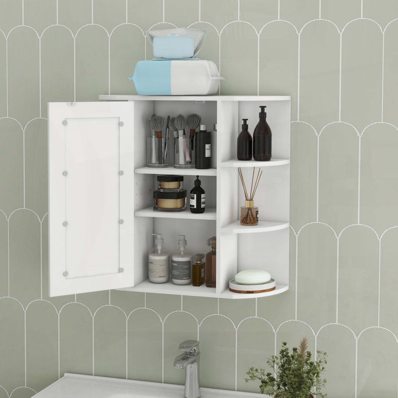 Wall-Mounted Bathroom Mirror Cabinet with Adjustable Shelves