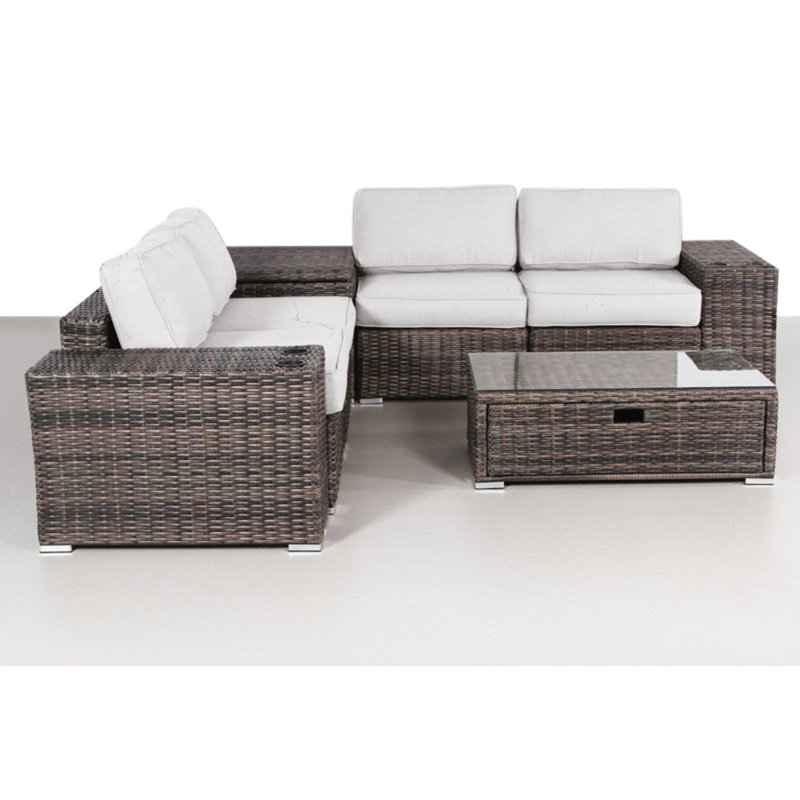 Demarest Fully Assembled 8 Piece Sectional Seating Group with Cushions, Sunbrella Canvas