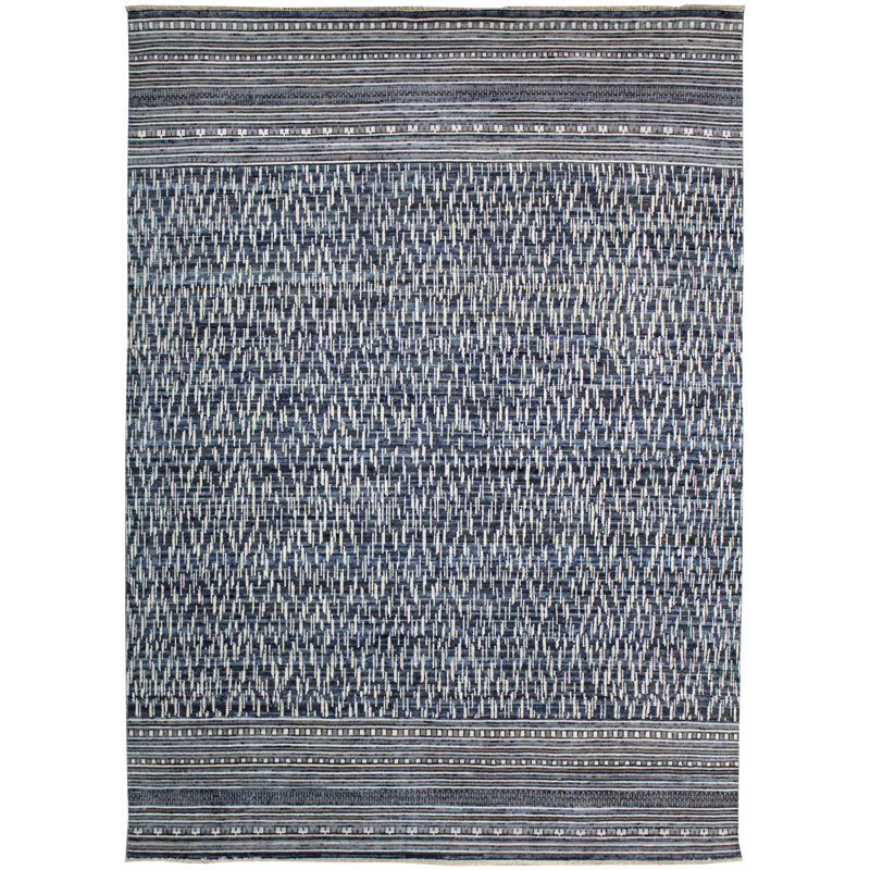 Tapis unique vert / sarcelle / ivoire 7 pi 9 po x 10 pi 4 po Fair Isle
