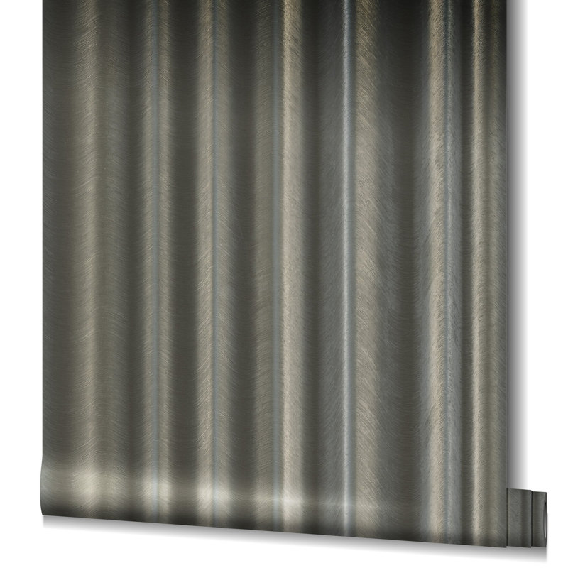 Air Collection Silk Wave Shimmer Textured Wallpaper Roll, Black