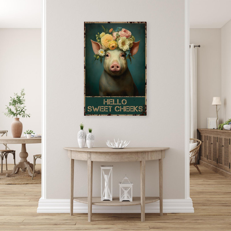 «Mancel Pig Hello Sweet Cheek» sur impression sur toile, H 20 po x l 16 po x P 1,25 po