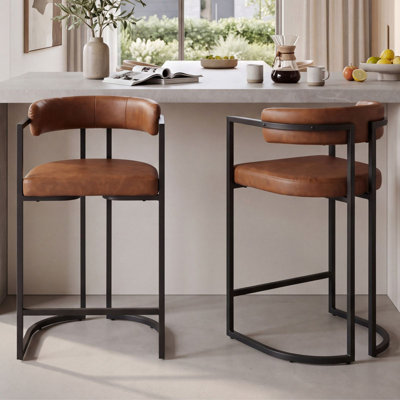 Upholstered Bar Stool with Iron Frame