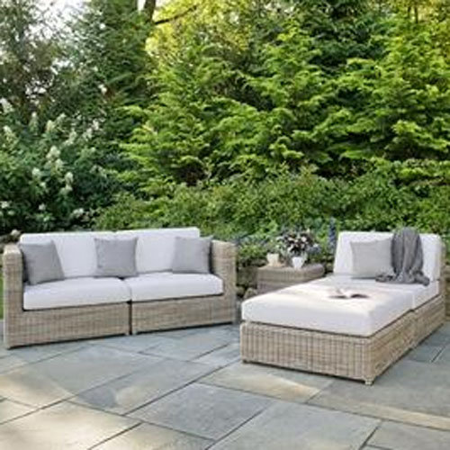 Sag Harbor Outdoor Ottoman, Demo Putty, Sag Harbor Classic White