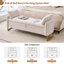 Banc de rangement moderne Lunara 66"W, capitonné, motif Teddy, à placer au pied du lit, avec pieds dorés, poche pour accoudoir et 2 coussins.-346524067-343922331