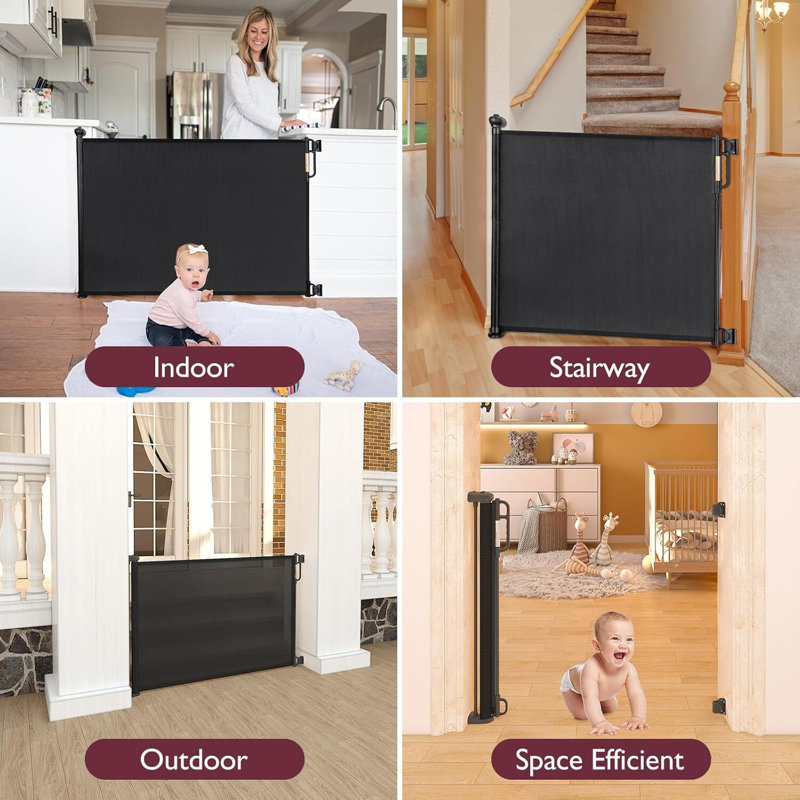 Barrière de sécurité rétractable pour bébé et animal de compagnie - Barrière en filet large et réglable, 55"