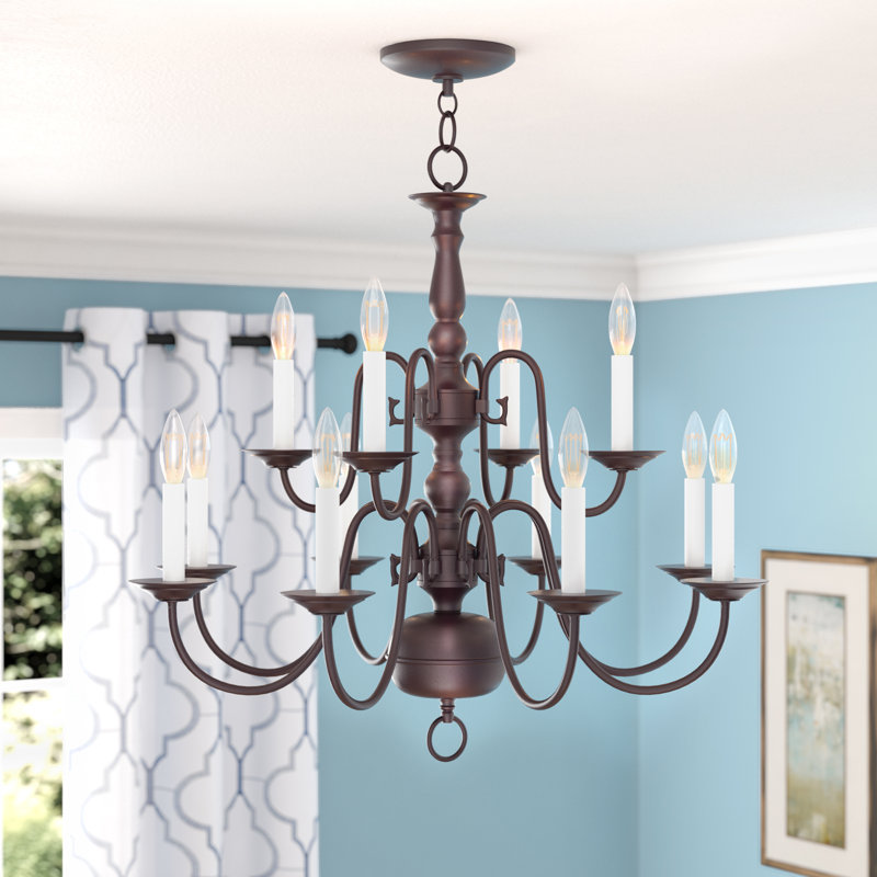 Wigmore 12 - Light Dimmable Empire, Tiered, Classic / Traditional Chandelier, Bronze