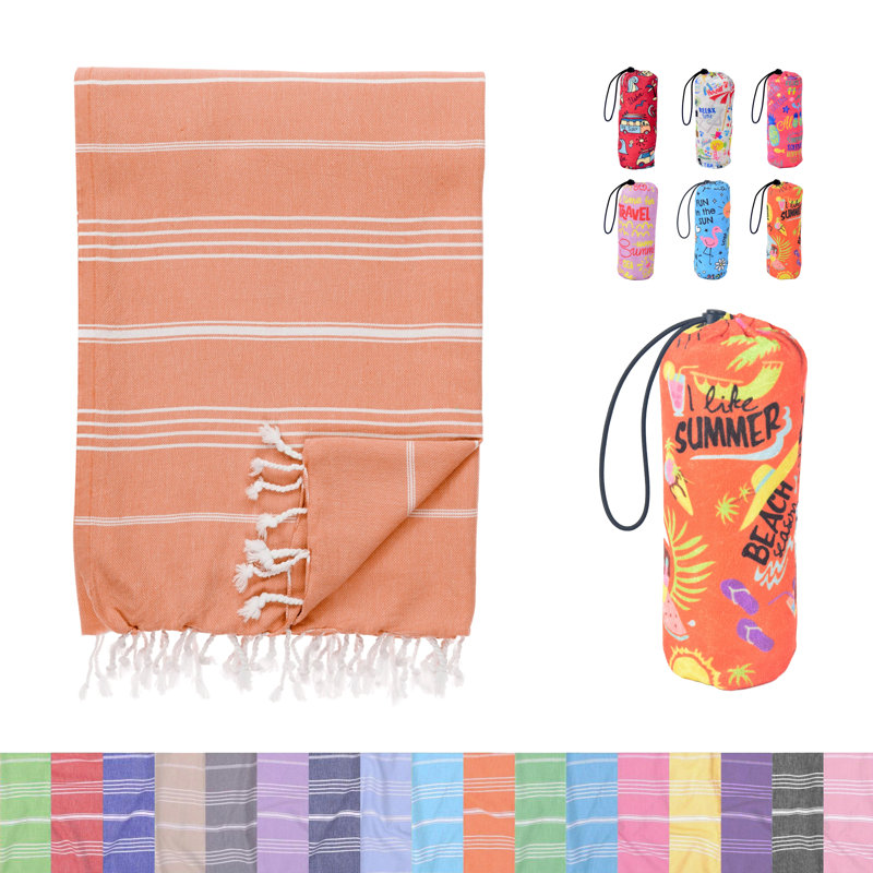 Orange Oversized Turkish Cotton Beach Towel, Orange