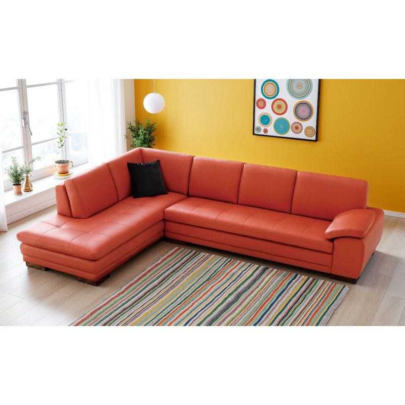 Canapé modulaire en cuir 2 pièces Nottingham, Cuir véritable orange