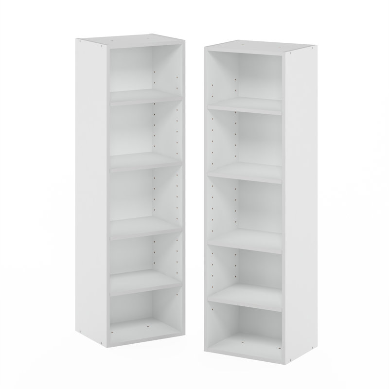 Fulda  Space Saving Storage Shelf Bookcase, Width, , White, (10 Shelves) 78.74"H x 11.8"W x 9.3"D