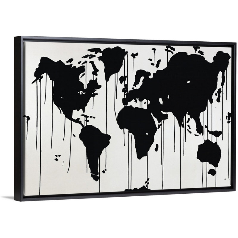 " Global Warming " Watercolor and Acrylic Print, 25.7" H x 37.7" W x 1.75" D, Black Floater Frame