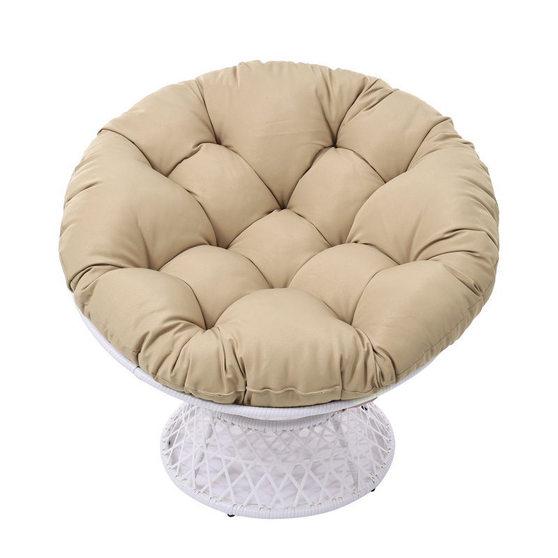 Hubhalsun 360° Swivel Papasan Chair, Round Wicker Papasan Chair with Thick Cushion, 350 lbs Capacity Indoor/Outdoor Papasan Chair for Patio, Living Room, Bedroom