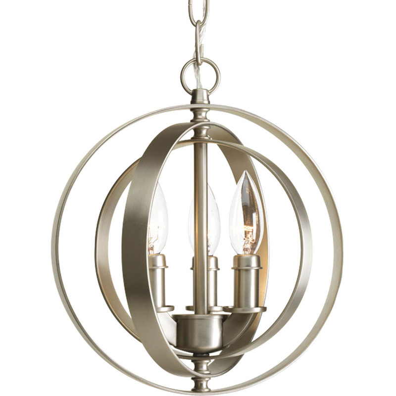 Luminaire suspendu 3 lumières Sudbury, Argent Bruni