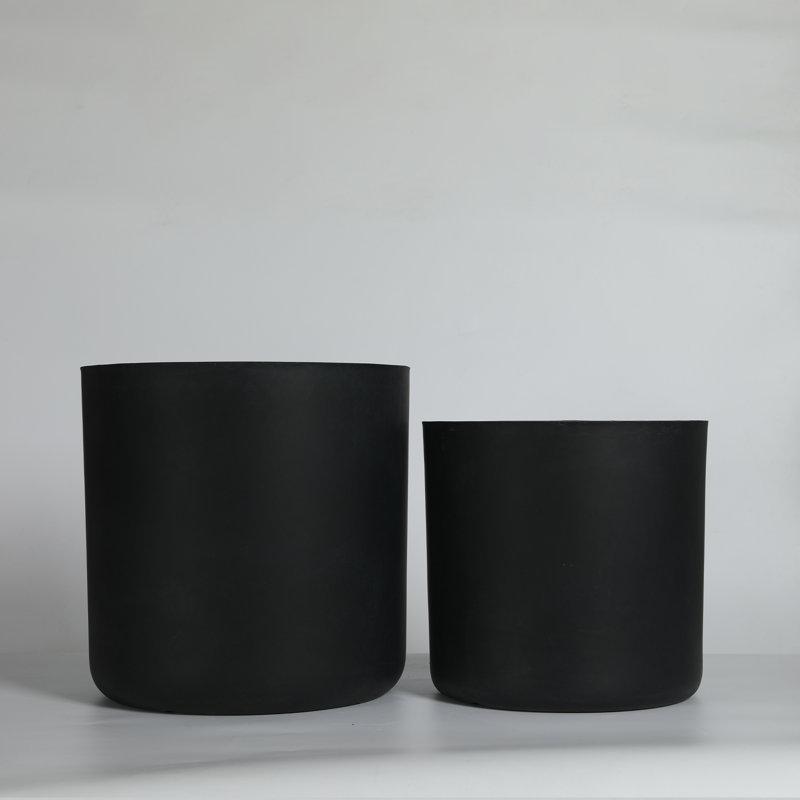 Large Black Planters Set, Magnesium Oxide Modern Rustic Home Patio