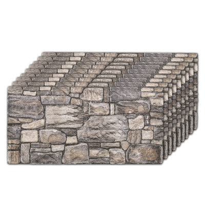Ensemble de 9 panneaux muraux 3D en fausse pierre 3D (couvre 48 pieds carrés), revêtement mural en mousse 20 po x 40 po pour les murs décoratifs intérieurs et extérieurs