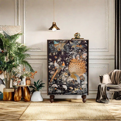 Élégante armoire décorative avec cadre en bois de pin