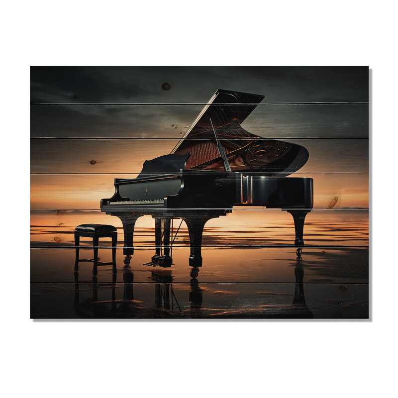 Angeline - décor de bois musical sur bois de pin naturel, H 24 po x l 32 po