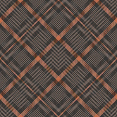 Diagonal Tartan Plaid Houndstooth Woven Textile Inspired Orange Black Wall Covering