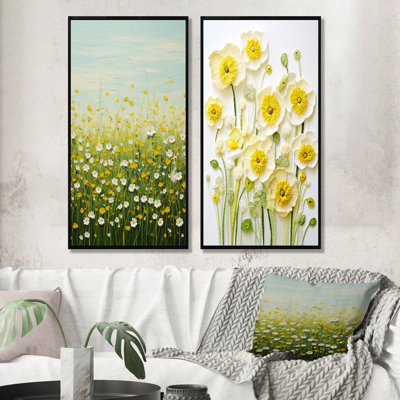 «Buttercups Minimalisme Dream - Buttercups», ensemble de 2 reproductions d'art mural