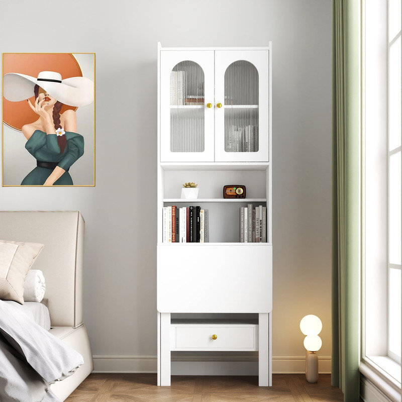 Table d'écriture pliable, armoire de bureau avec tablette et tiroir