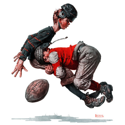 « fumble » par norman rockwell, reproduction d’art sur toile tendue