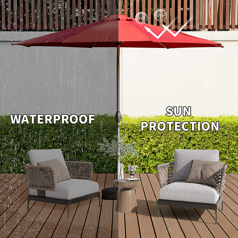 Parasol de patio 9 pi, Rouge brique