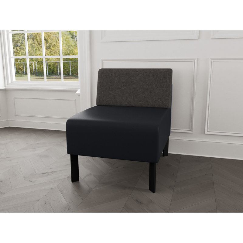 Chaise d'invité sans accoudoirs Luxe Lounge, Acier noir, Fumée Archetype / noir Modena