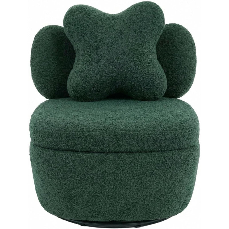 Upholstered Swivel Lounge Chair, Green