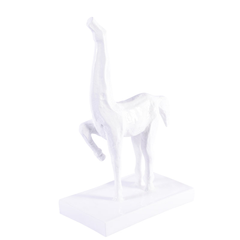 Horse Hoof Up Statue with Base, 21" H x 12.5" W x 4.75" D, White