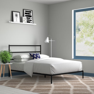 Fulton Queen Platform Bed with 5 Metal Legs - Magnificent Bed in Powder Coating Black Color