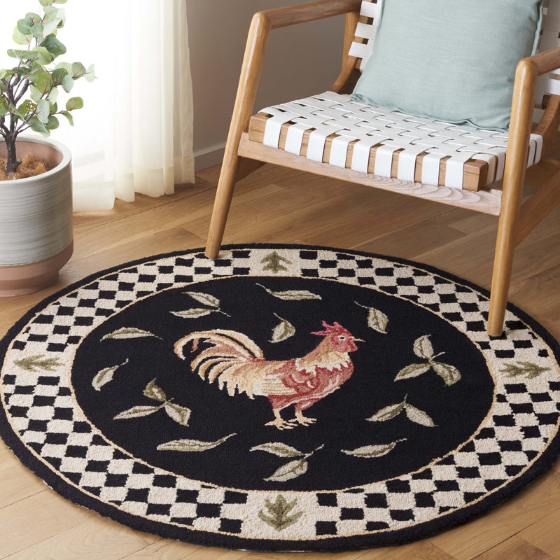 Vintage Posters Wool And Cotton With Latex Oriental Rug, Round 4'