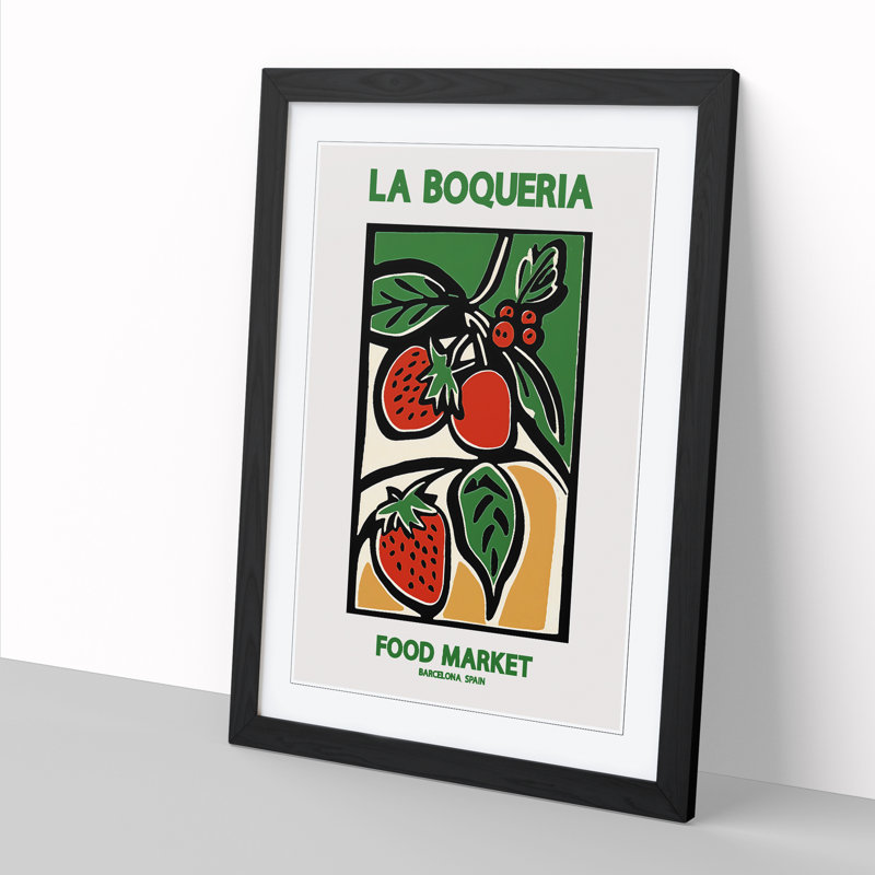 La Boqueria Food Market Exhibition 2 - Single Picture Frame Print on Wood, 46cm H x 34cm W x 2cm D
