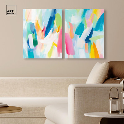 Whirlwind of Color Duo Acrylic Print Abstract Wall Art Set by Art Remedy, Ready to Hang, 30 x 36