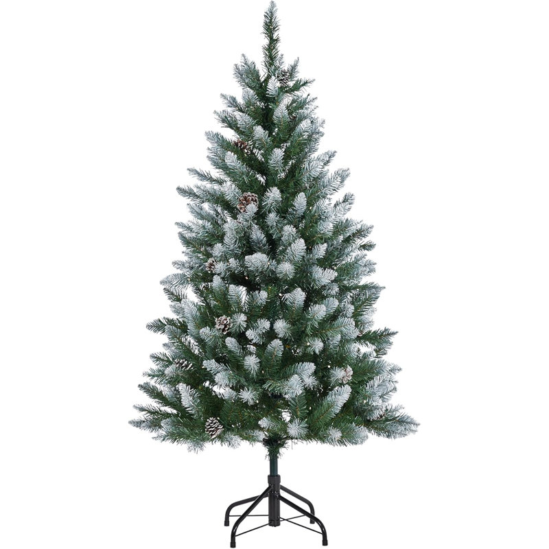 Arbre de Noël artificiel illuminé 6 pi avec 200 lumières DEL, 500 branches réalistes et un pied en métal - Assemblage facile pour la maison, le bureau et les fêtes