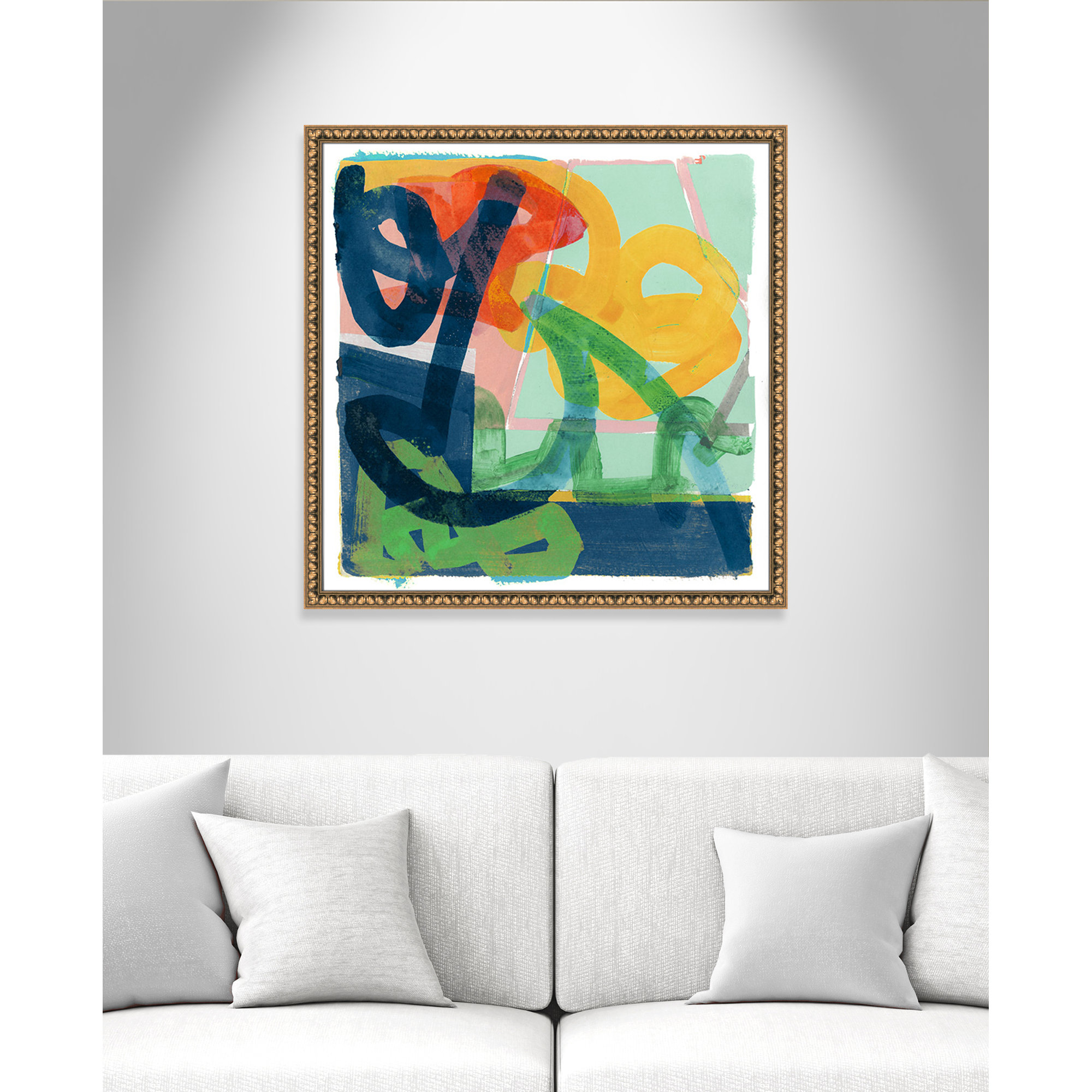 Link by Cartissi - Picture Frame Painting, Gold Bead Framed, 33" H x 33" W x 1.13" D